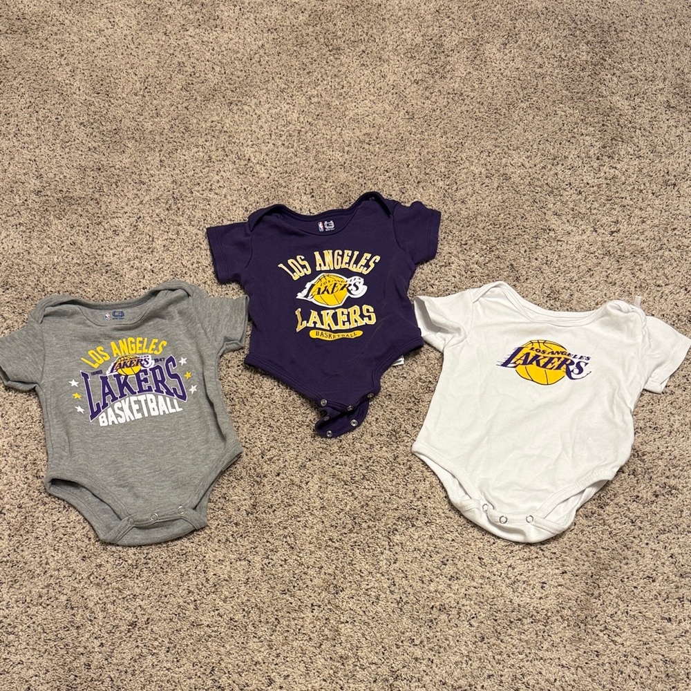 NBA Lakers Infant Onesie Trio - Purple, Gray, White